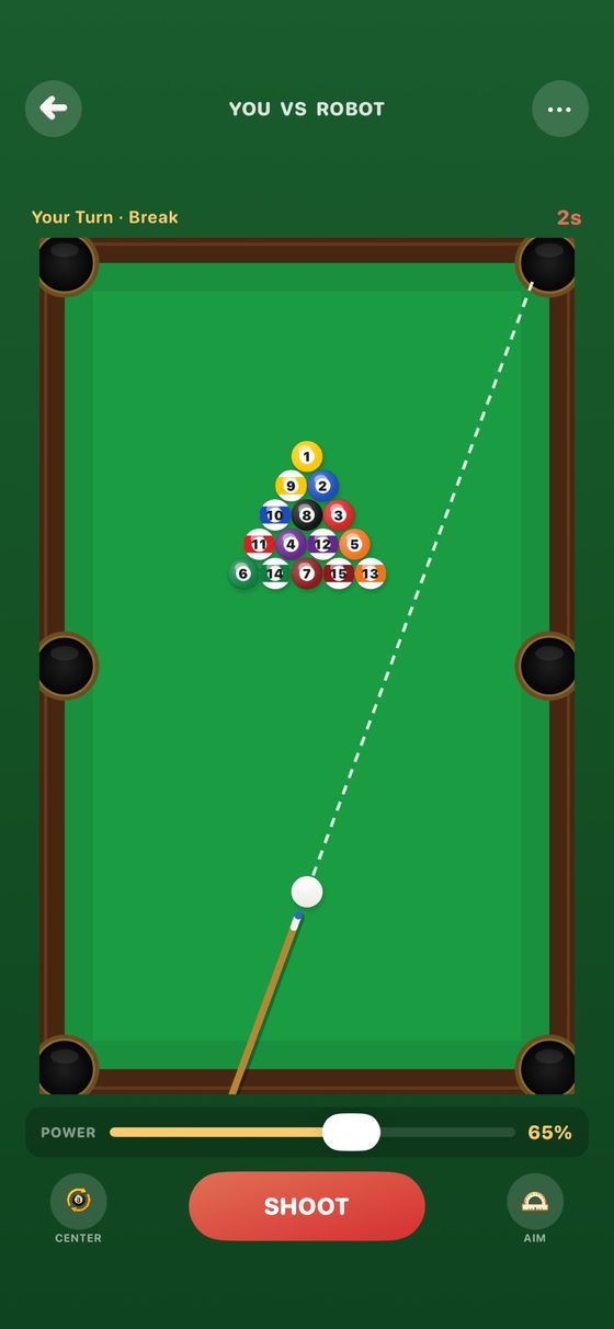 One-on-one match against Robot opponent with aiming guide